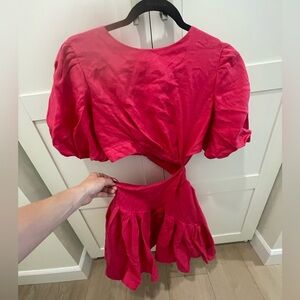 Bardot Linen hot pink dress
